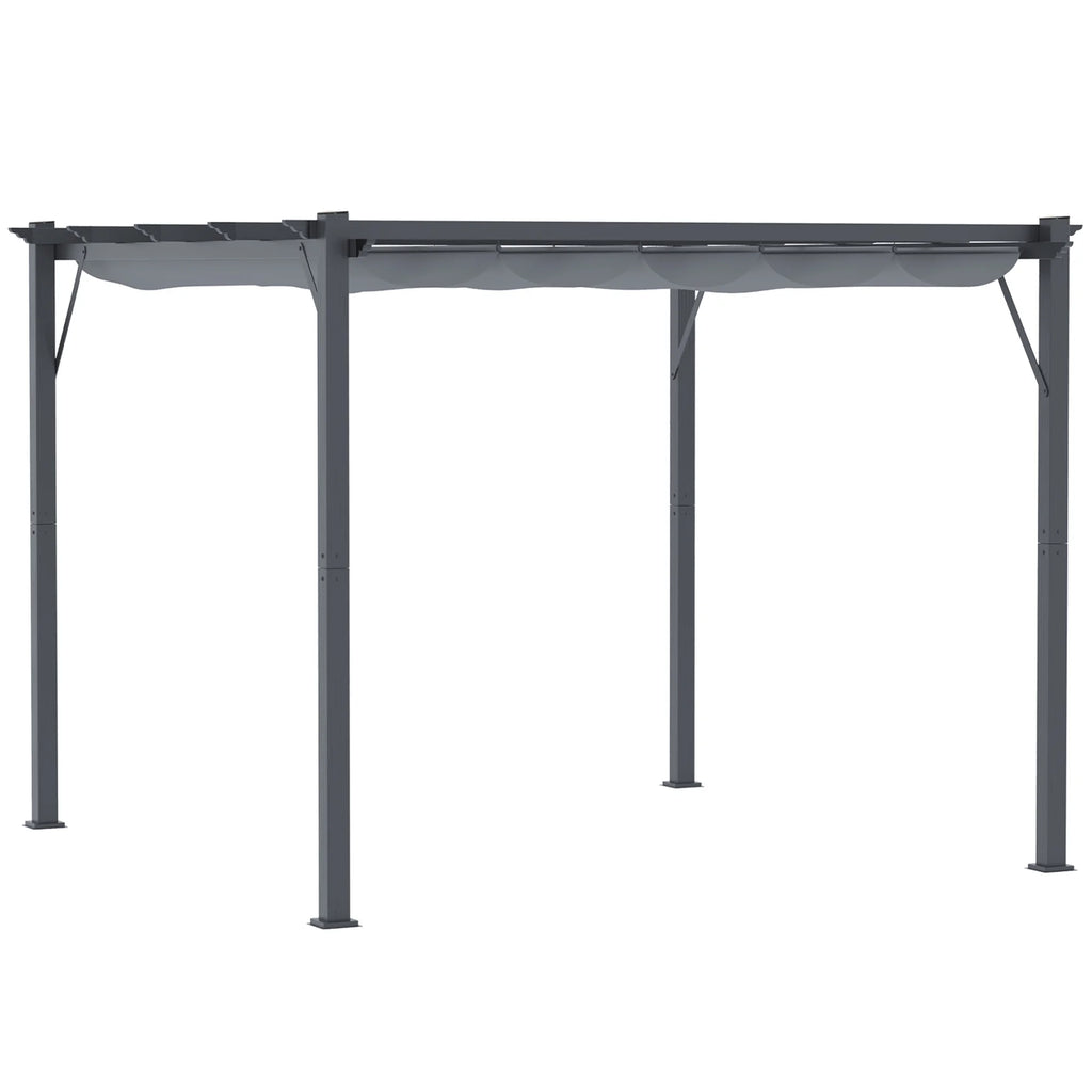 Outsunny 10' x 10' Pergola with Retractable Shade Canopy, Aluminum, Gray