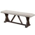 DUOSONG Grey And Rustic Brown Bench With Upholstered Seat Grey,Rustic Brown Wood+Fabric Furniture Dining Furniture Table Benches