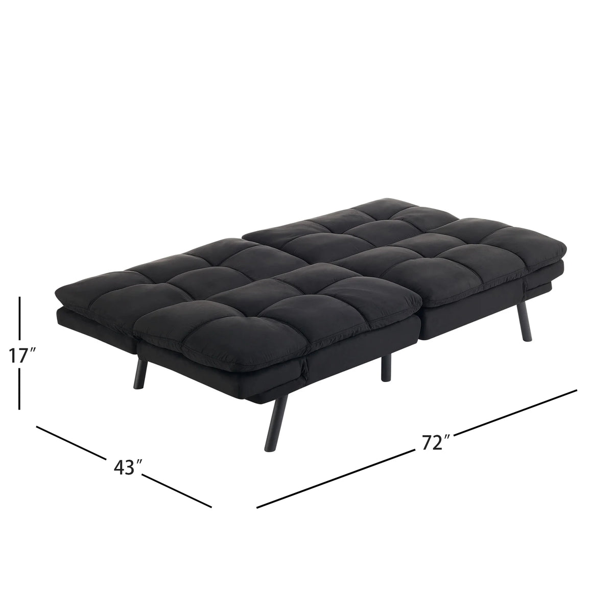 Mainstays Memory Foam Futon with 72",Black