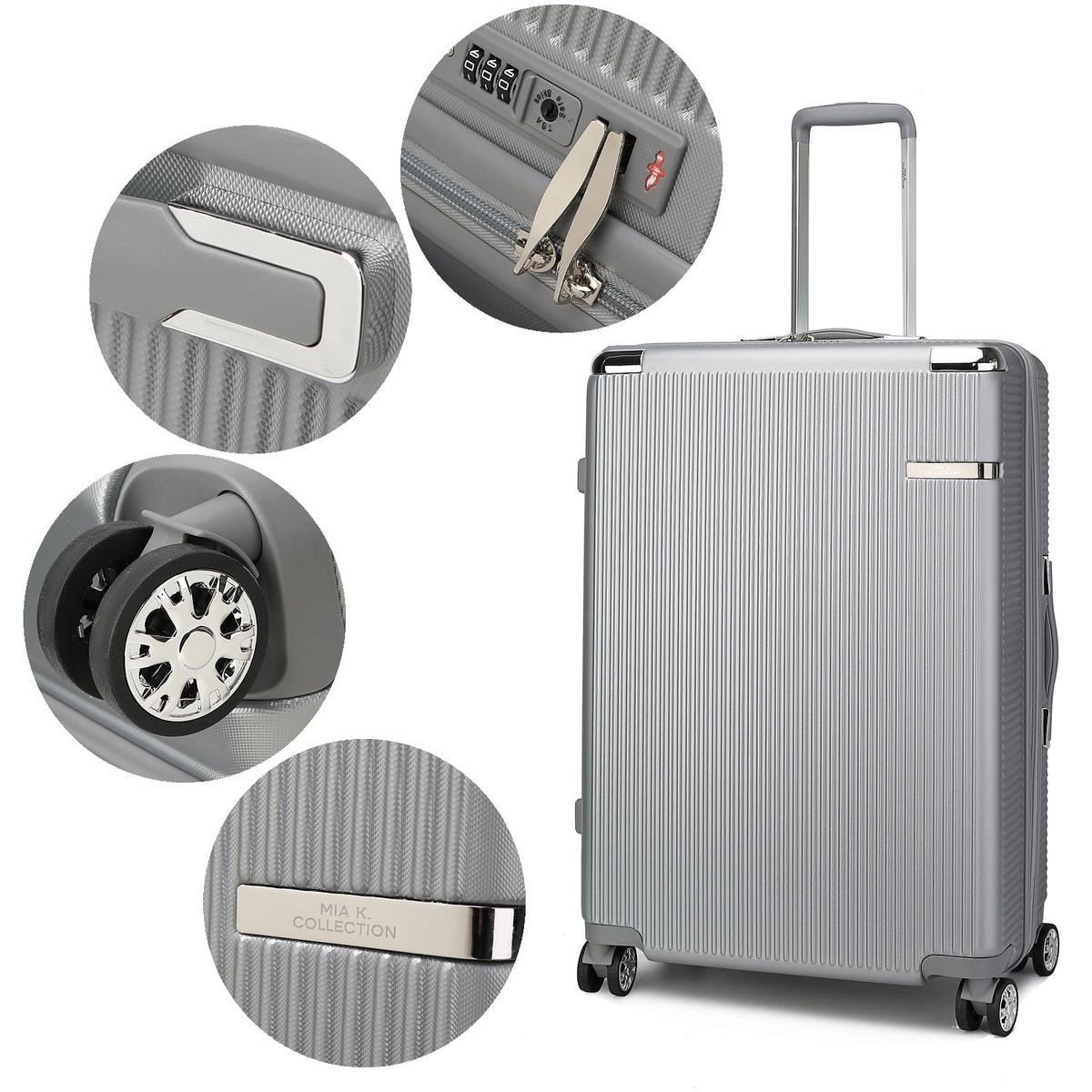 MKF Collection Felicity Extra Large & Large Hardside Luggage 2 pcs, Luxurious Travel Suitcase by Mia K - Rose Gold