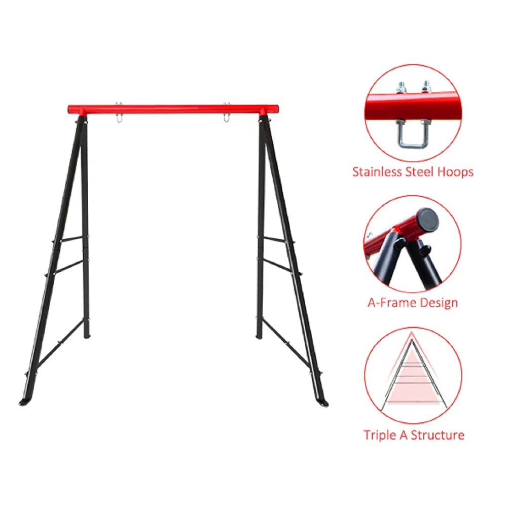IVV Swing Stand for Porch, Outdoor Heavy Duty Swing Frame, Steel Metal Frame with 4 Ground Pegs, 73" Height Holds Up to 550lbs, Red (Swing NOT Included)