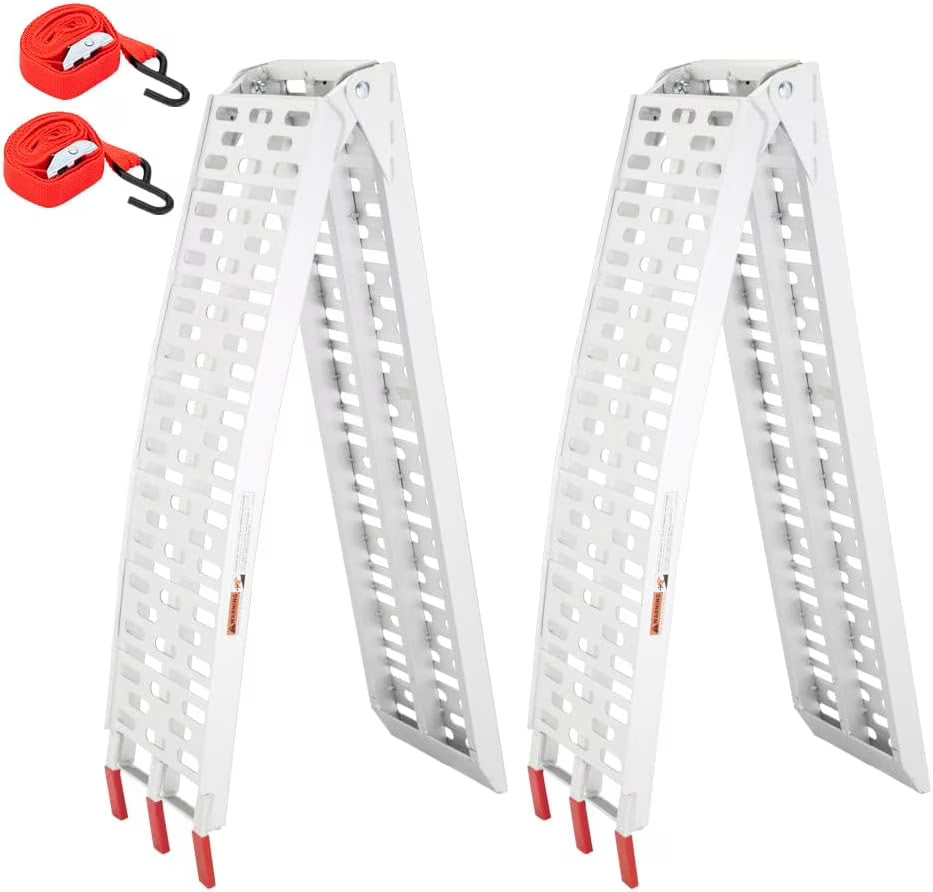 TUFFIOM Aluminum Truck Ramp N/A 7ft Aluminum Folding 1500 lb Maax Load - Silver