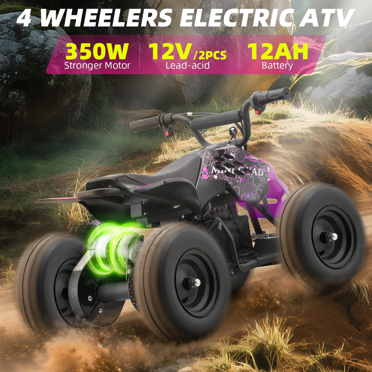 Tcdjtc Electric Dirt Quad EA17 24V 500W ATV with Suspension, Parent Speed Control