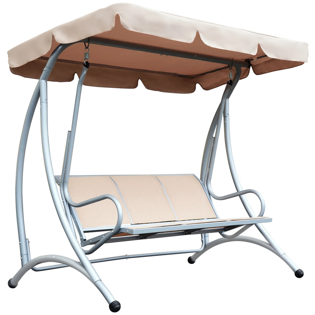 Outsunny 3 Person Patio Swing Seats, Porch Swing with Stand & Adjustable Canopy, Heavy Duty Outdoor Swing Chair Bench for Adults, Black