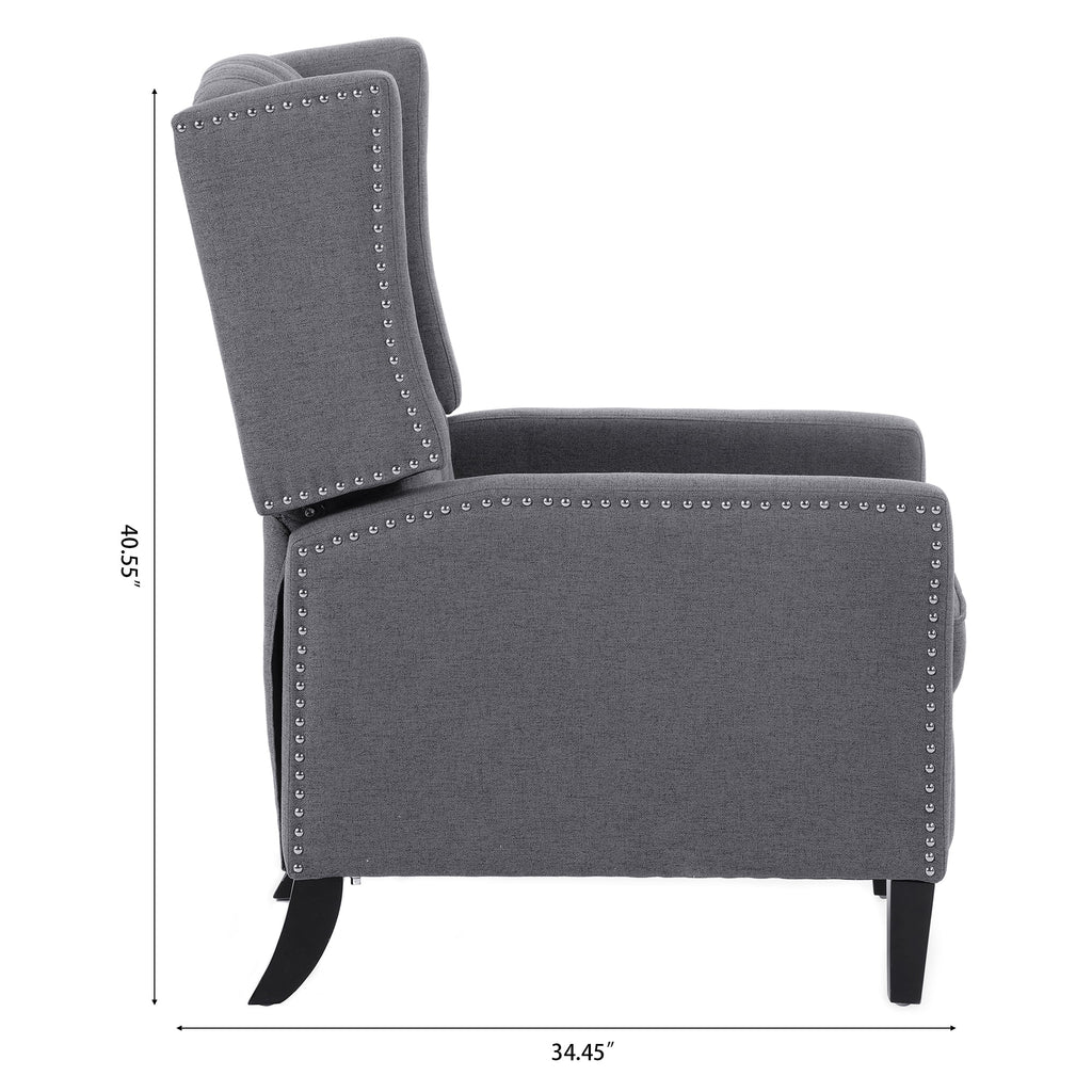 Recliner Chair, Living Room Chairs with Arms, Adjustable Single Reclining Sofa, Home Theater Seating Arm Chair with Thick Padded Seat, Footrest, Lounge Chair for Bedroom, Blue