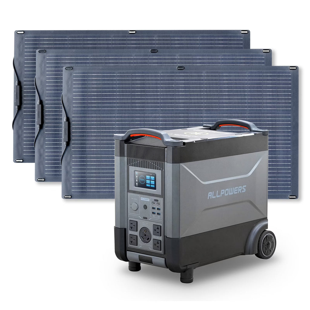 ALLPOWERS R4000 Portable Solar Generator Kit, 100W Monocrystalline Flexible Solar Panel with 3600 Watt 3600Wh LiFePO4 Portable Power Station, for Camping, Home Backup, RV,  [Shipping Separately]
