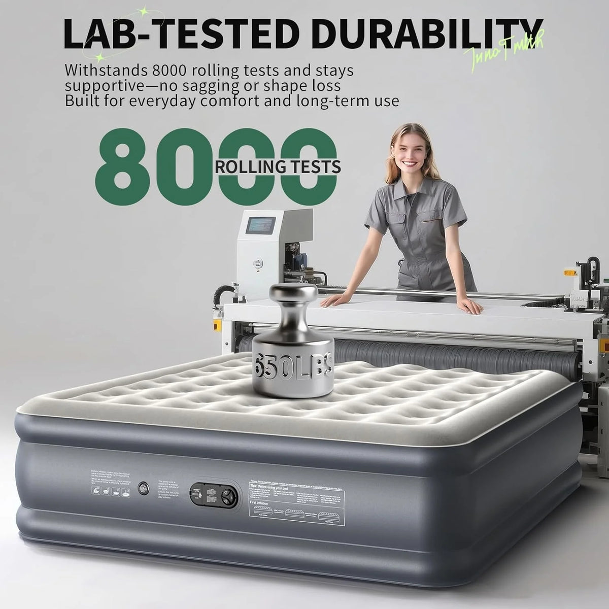 "King Size Air Mattress with Built-in Pump �C 18�� Raised, Family Choice Award, Inflatable Bed for 2-4 Persons, 700 lbs Capacity, Ideal for Home & Guests"