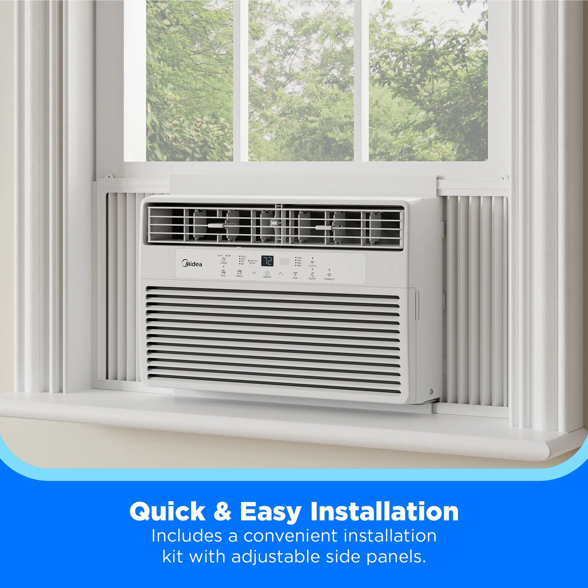 Midea 8,000 BTU 115V Smart Window Air Conditioner with Comfort Sense Remote, up to 350 Sq. ft., White, MAW08S1DWWT, New
