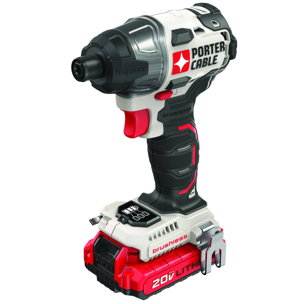 PORTER CABLE 20-Volt Max Lithium-Ion 1/4-Inch Brushless Impact Driver, PCCK647LB