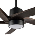 WINGBO 64 Inch DC Ceiling Fan with Lights and Remote Control, 5 Reversible Carved Wood Blades - N/A Matte Black/Walnut