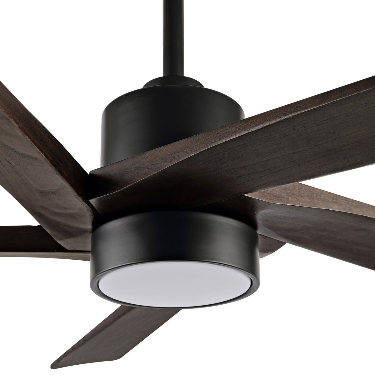 WINGBO 64 Inch DC Ceiling Fan with Lights and Remote Control, 5 Reversible Carved Wood Blades - N/A Matte Black/Walnut