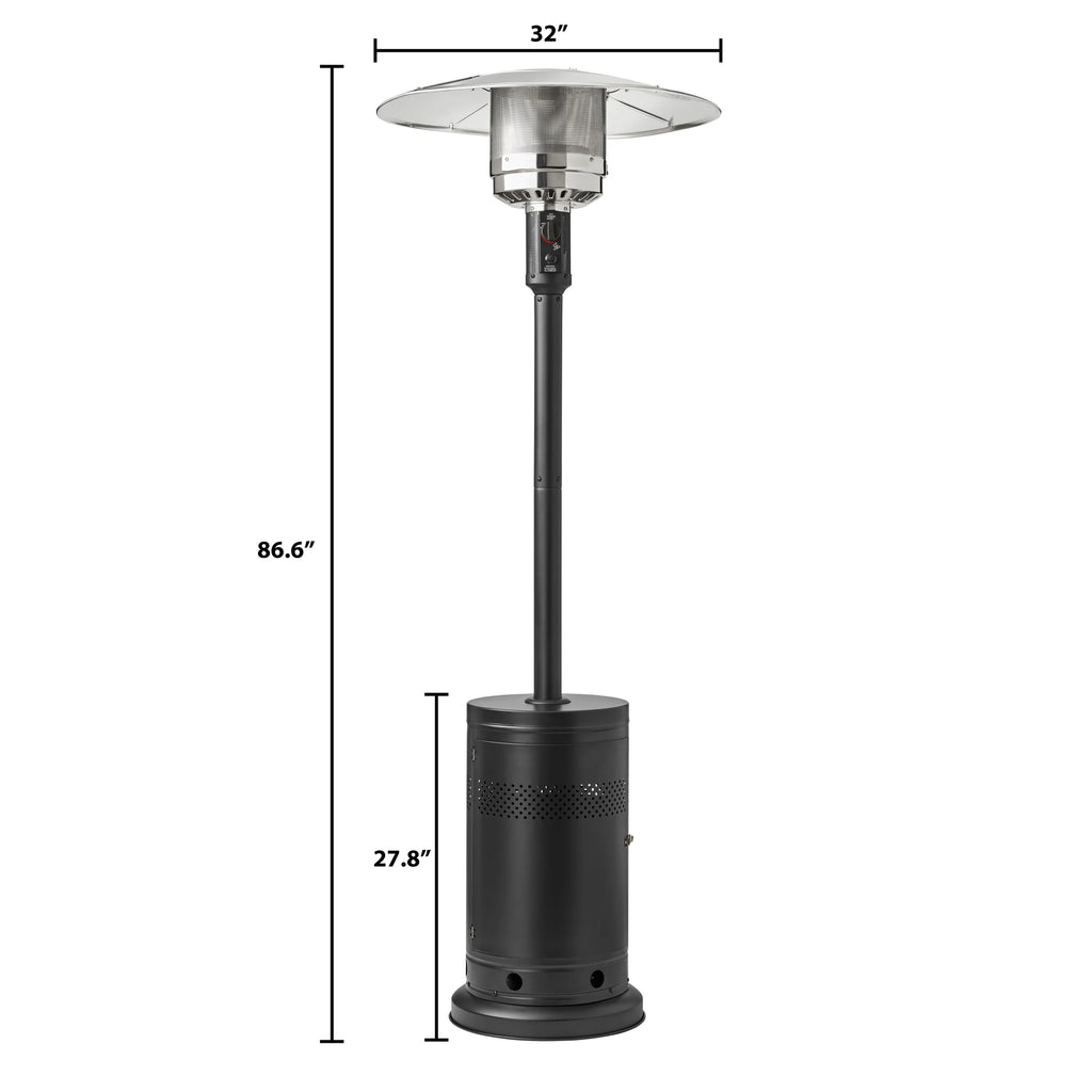 Mainstays 48,000 BTU Freestanding Metal Propane Patio Heater, Black