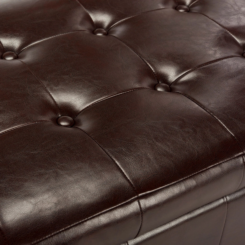 SAFAVIEH Large Manhattan Rustic Tufted Storage Bench, Brown