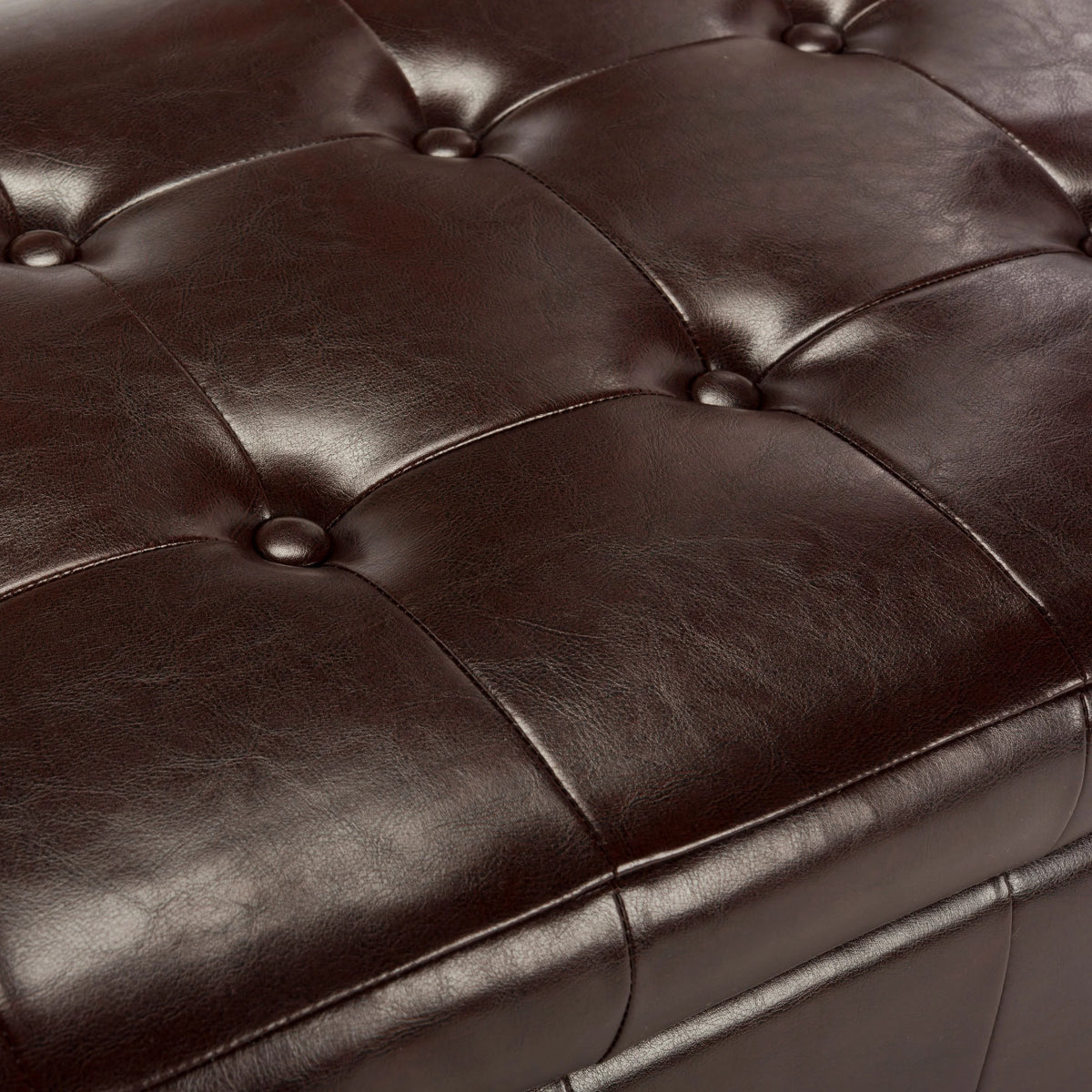 SAFAVIEH Large Manhattan Rustic Tufted Storage Bench, Brown