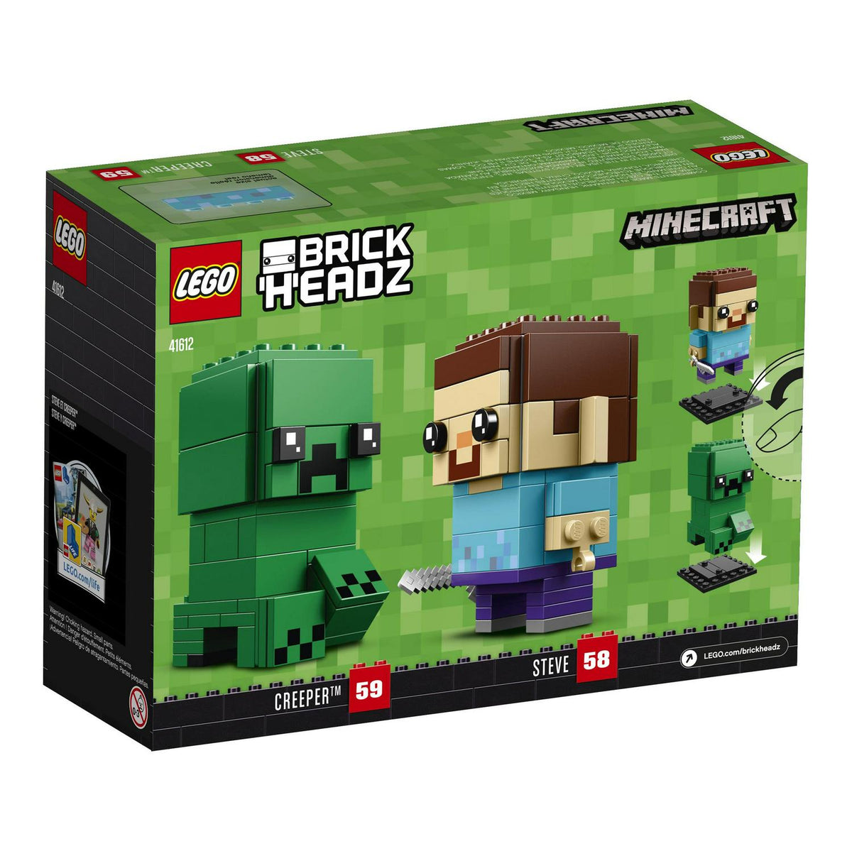 New Lego BrickHeadz Minecraft Steve &amp; Creeper 41612 10+ Building Toy