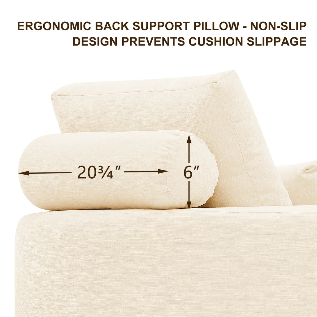 Fumahaus Upholstered Swivel Accent Chair, Oversized Comfy Round Sofa Chair with Two Pillows, Leisure Sofa Chair for Living Room Bedroom, Beige