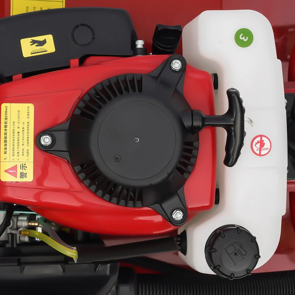63cc Air-Cooled Gas Power Garden Tiller Cultivator Equipment 4-Stroke Portable Gas Tiller Yard Plant Farm Tilling Tool 1600W 9000RPM