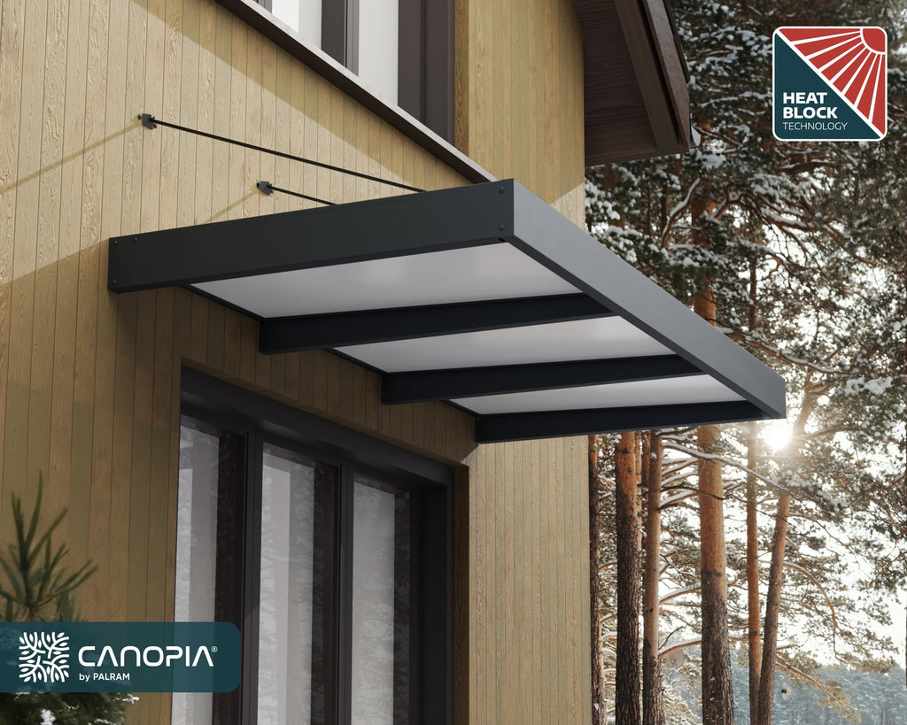 Palram - Canopia Sophia XL 2000 6' x 5' Acrylic Awning - Gray/Mist