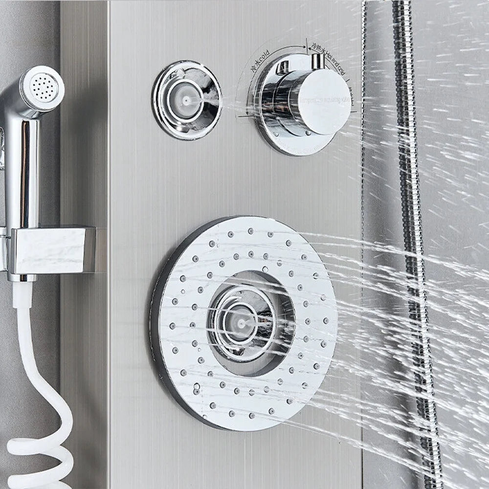 Shower Panel Tower System LED Rain&Waterfall Massage Jet Sprayer Stainless Steel