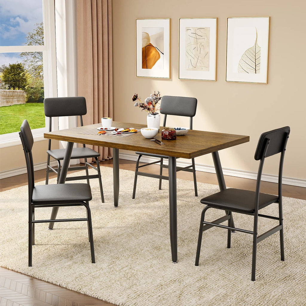 Dining Table Set for 4, Lofka 5 Piecs Kitchen Table and Chairs Set for Dining Room & Kitchen, Black