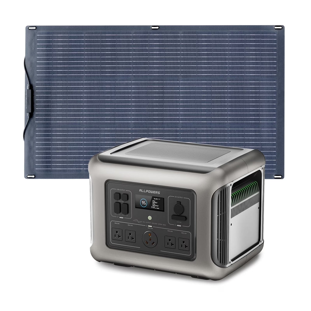 ALLPOWERS R2500 2016Wh Portable Solar Generator Kit with 100W Monocrystalline Flexible Solar Panel