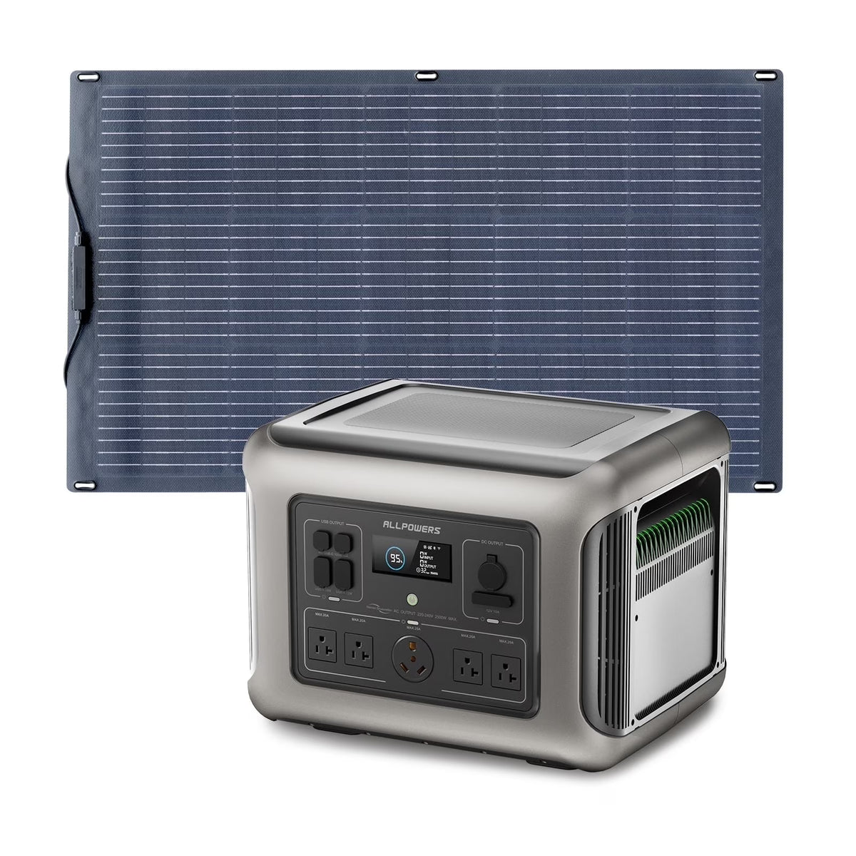 ALLPOWERS R2500 2016Wh Portable Solar Generator Kit with 100W Monocrystalline Flexible Solar Panel