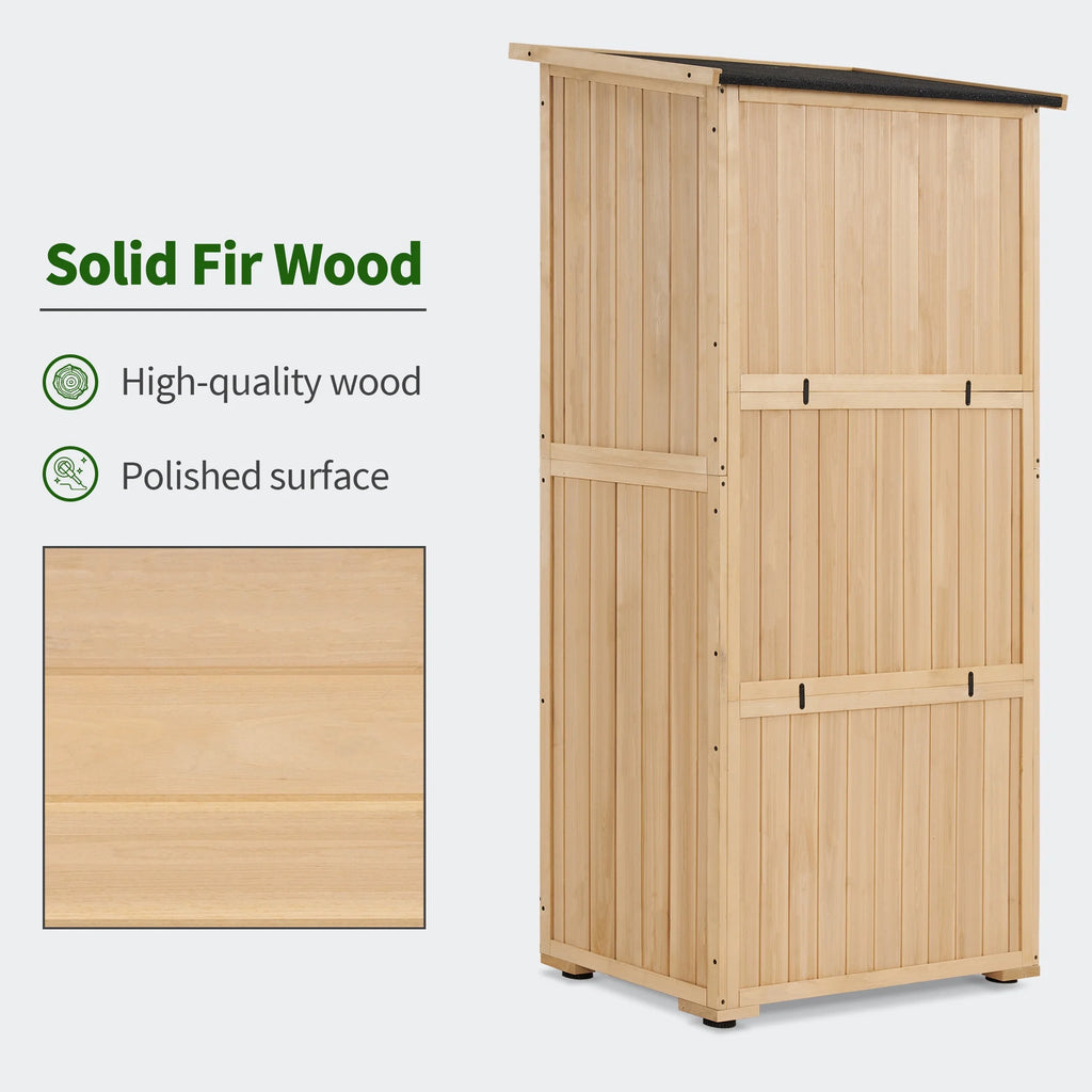 MCombo Wood Sheds & Outdoor Storage , Garden Tool Shed with Lock, Wooden Outdoor Storage Cabinet with Double Doors for Patio 1628
