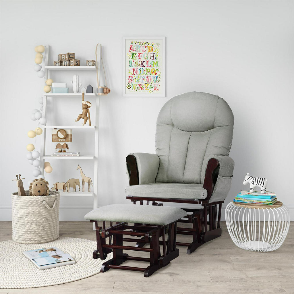 Baby Relax Huntington Glider Rocker. Gray and Espresso