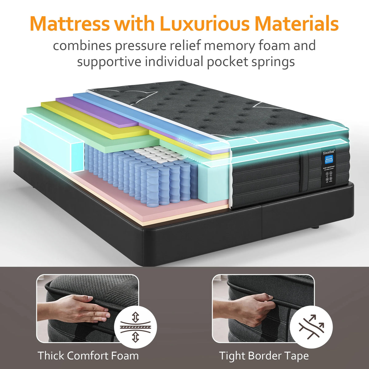 Extra Firm Twin Mattress, 14 Inch Twin Size Mattress, Hybrid Mattress in a Box with Foam Encased Edge Line, Firm Edge Support, Cooling Sleep & Pressure Relief, with Motion Isolation