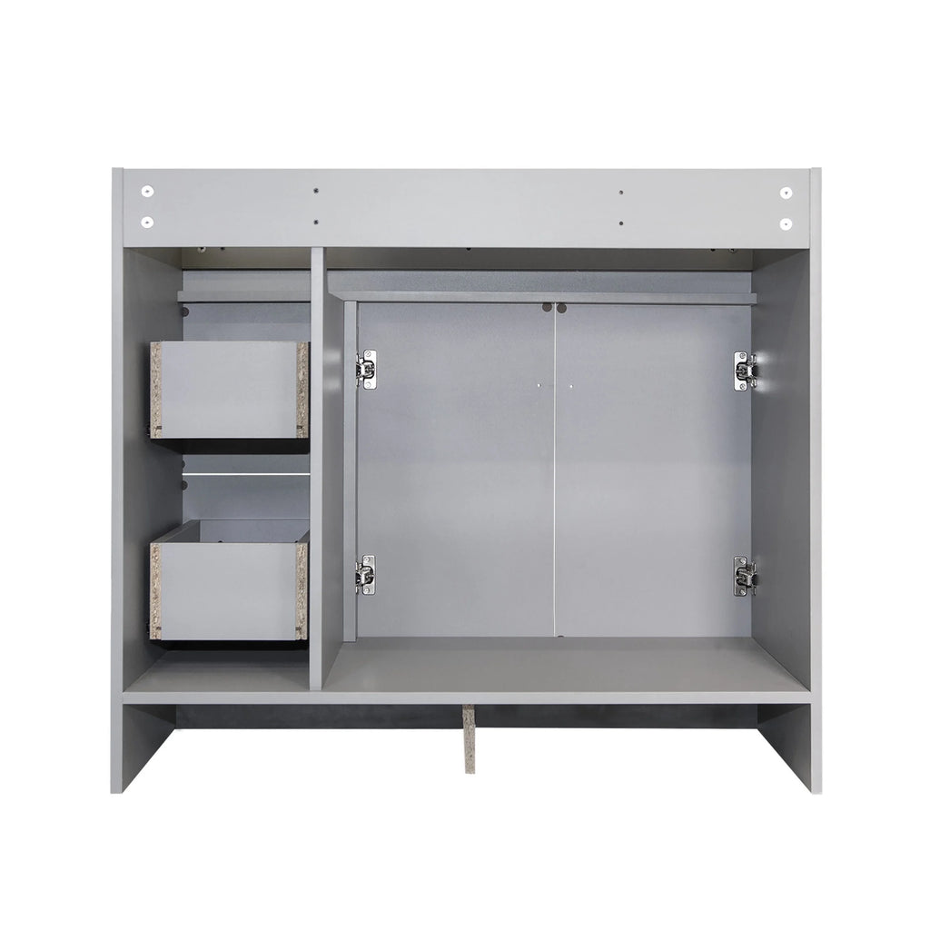 Design House Wyndham 36" Solid Wood Ready to Assemble 2-Door and 2-Drawer Bathroom Vanity Cabinet, White