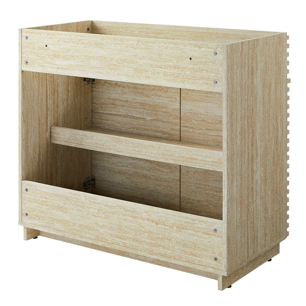 Modway Render 36" Faux Travertine Bathroom Vanity Cabinet (Sink Not Included) in Travertine
