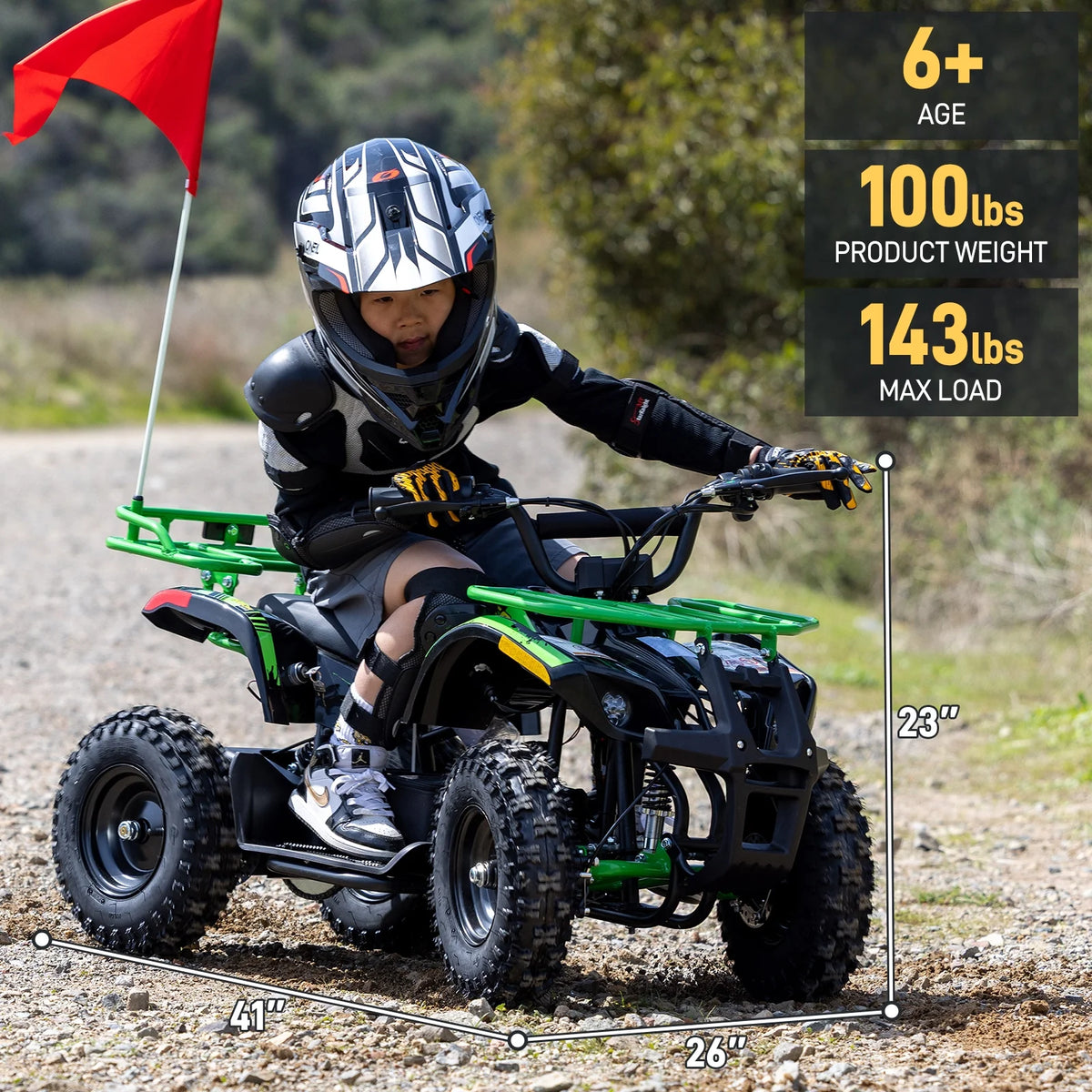 Aoemoe 500W 36V Battery-Powered Ride-On Off-Road 4-Wheeler �C 15 Mile Range, Flame