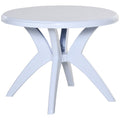 SKTPI Outdoor Plastic Dining Table w/ Umbrella Hole, Outdoor End Table, Patio Coffee Bistro Table for Indoor, Garden, Porch, Balcony, White