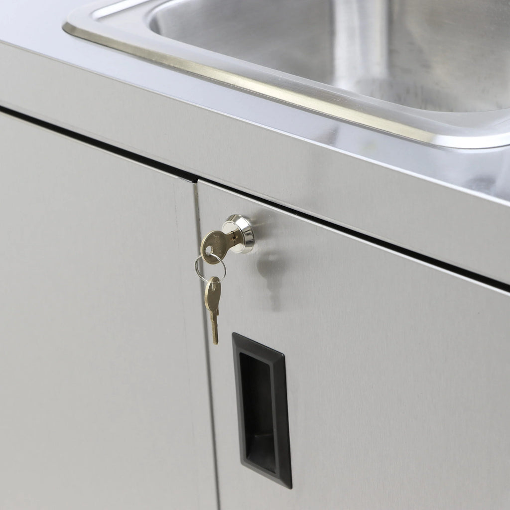 Electric Portable Sink, with Hot Water Heater and Pump - Movable Steel Hand Washing Sink