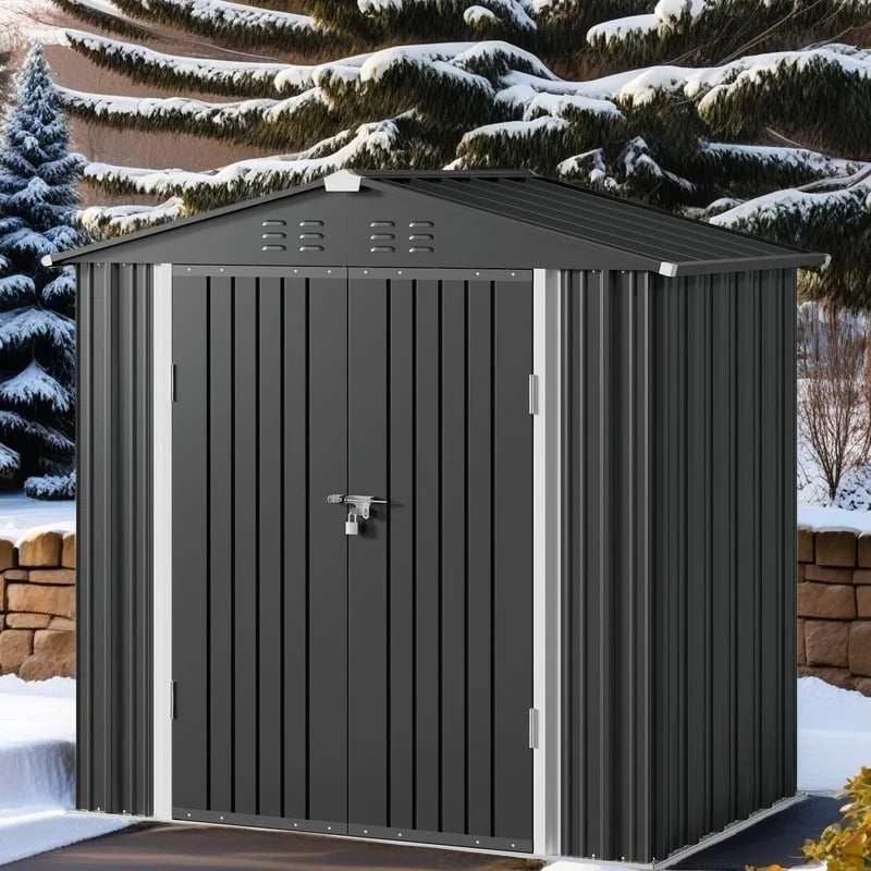 5'x3' Outdoor Storage Shed, Lofka Metal Storage Tool Shed with Single Lockable Door, for Bike| Garden Tools| Patio, Grey