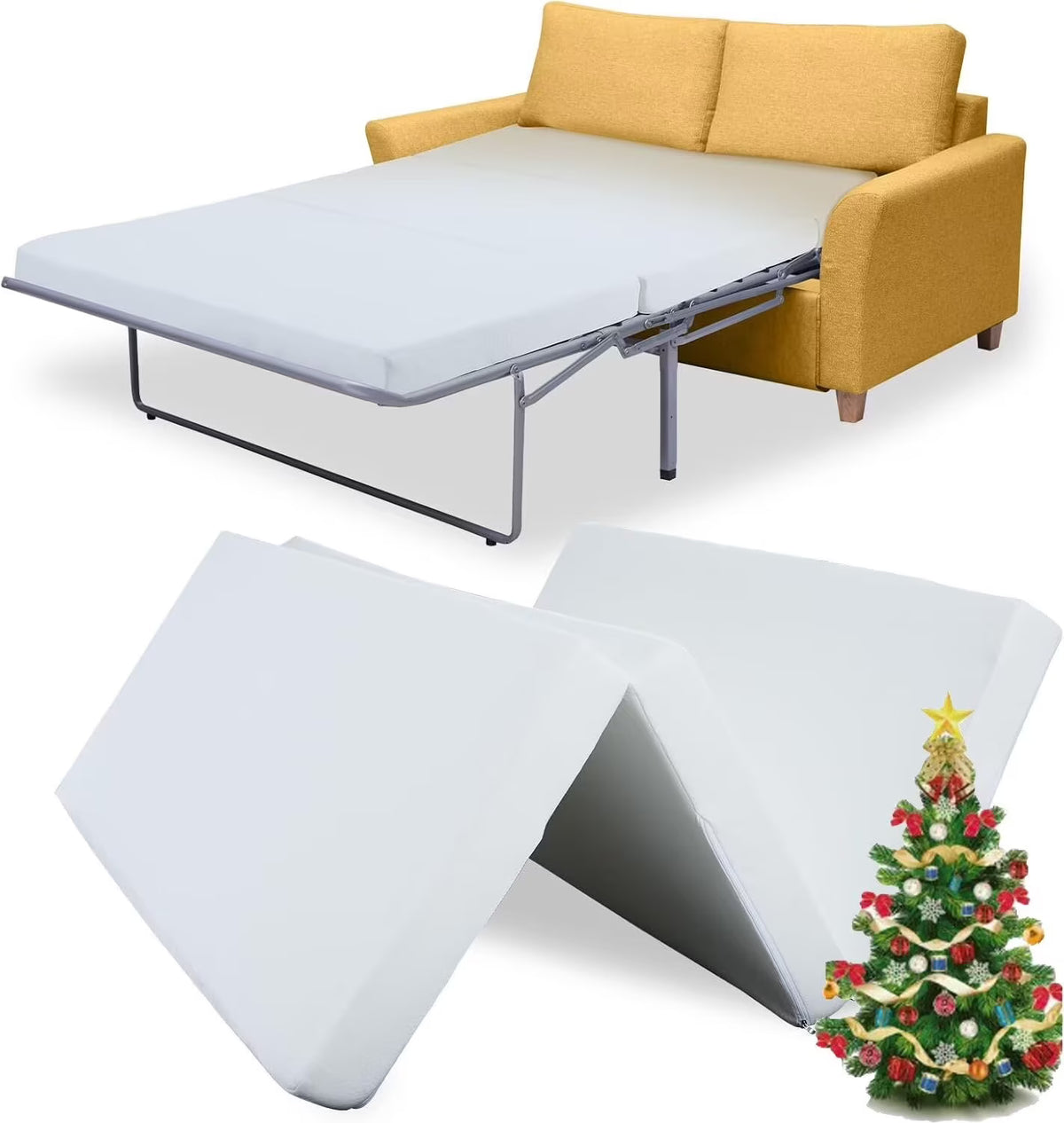 NAIZEA Foldable Sofa Bed Replacement Mattress Memory Foam 4 inch Pull Out Sofa Bed Mattress Twin Size for Convertible Folding Sofa & Couch Beds, Sofa Not Included