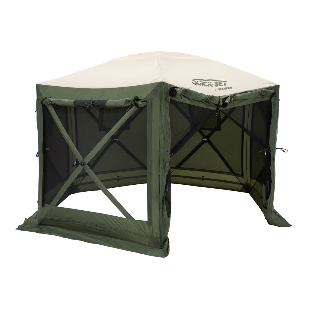 CLAM Quick-Set Pavilion 12.5 x 12.5' Portable Outdoor Canopy Shelter, Green