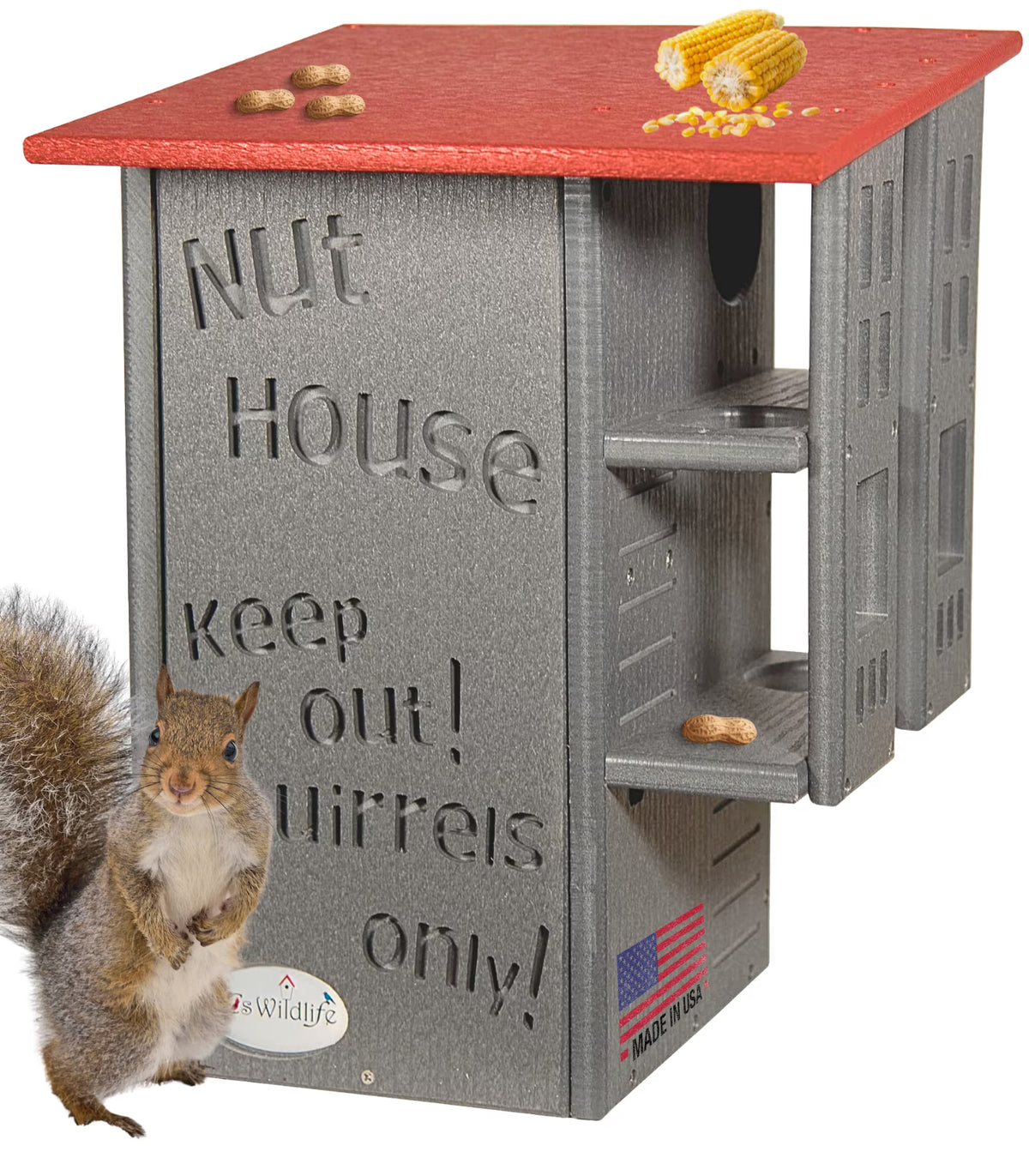 JCs Wildlife Ultimate Squirrel House Nesting Box (Blue/Gray) - A Perfect Home for Squirrels!
