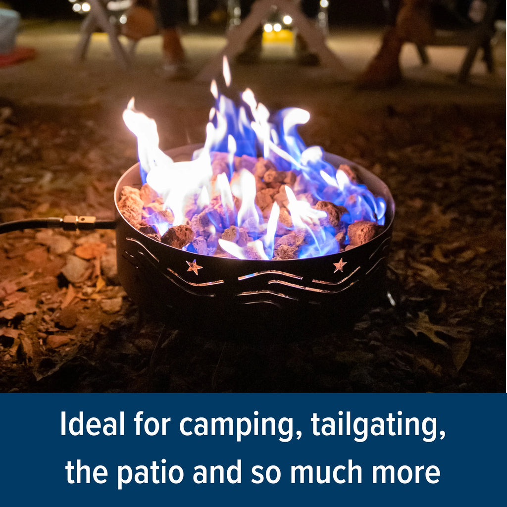 Camco Olympian Big Red Campfire, Approved for RV Campgrounds, Includes 10-Foot Propane Hose (58035)