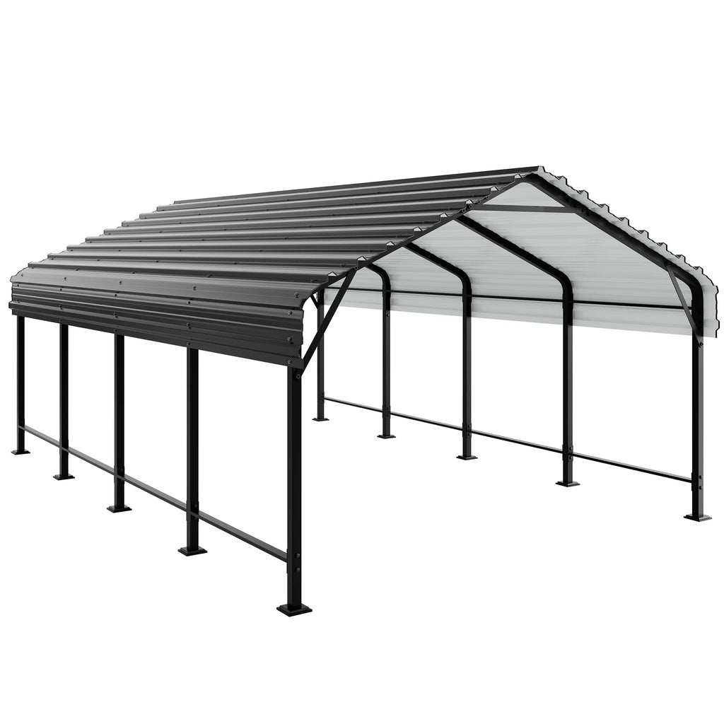 Walsunny 12X15 ft Carport Heavy Duty Carport Canopy with Galvanized Steel Roof and Frame Metal Carport Upgraded Extra Large Garage