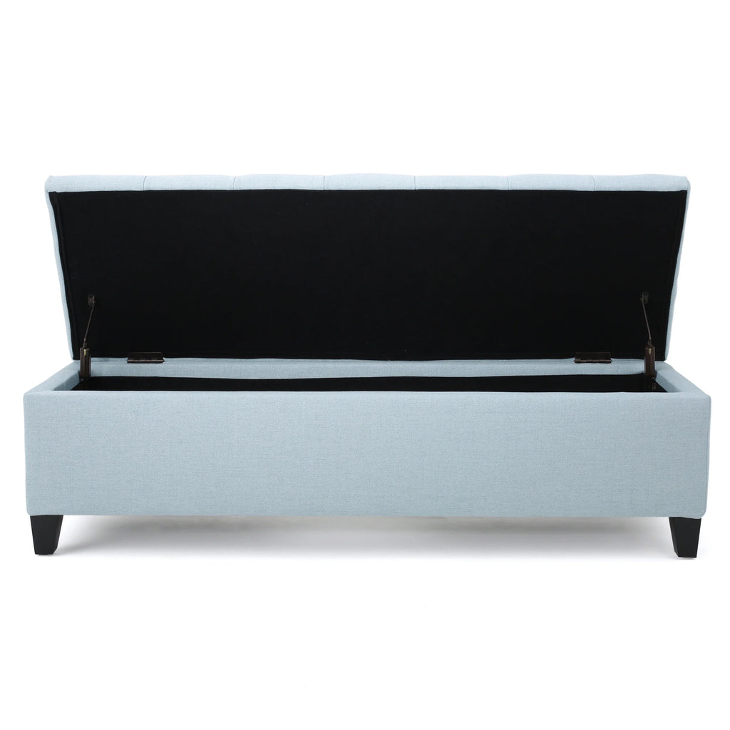 Noble House Hampton Contemporary Fabric Upholstered Storage Ottoman, White and Blue Floral