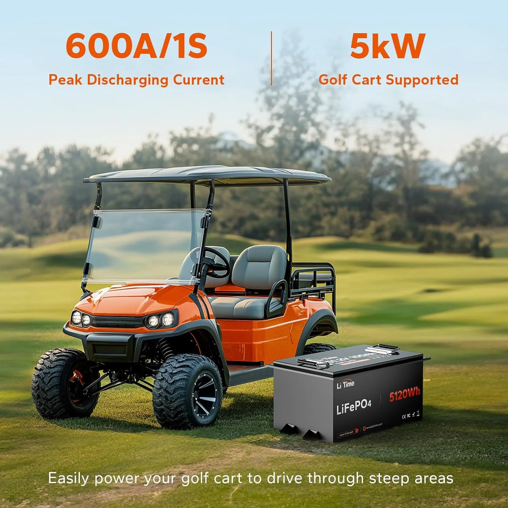 LiTime 48V 100Ah Lithium Golf Cart Battery Kit - RS485 Communication, Low-Temp Protection, Support up to 5kW Motor, Perfect for Golf Carts, UTV, LSV, NEV, Home Energy Storage
