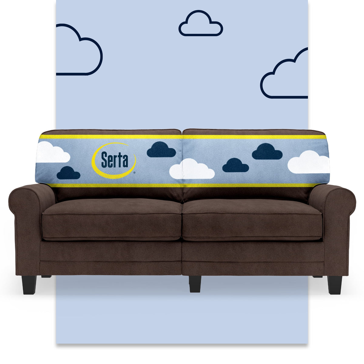 Serta Copenhagen 73" Rolled Arm Sofa with Removable Covers Light Gray