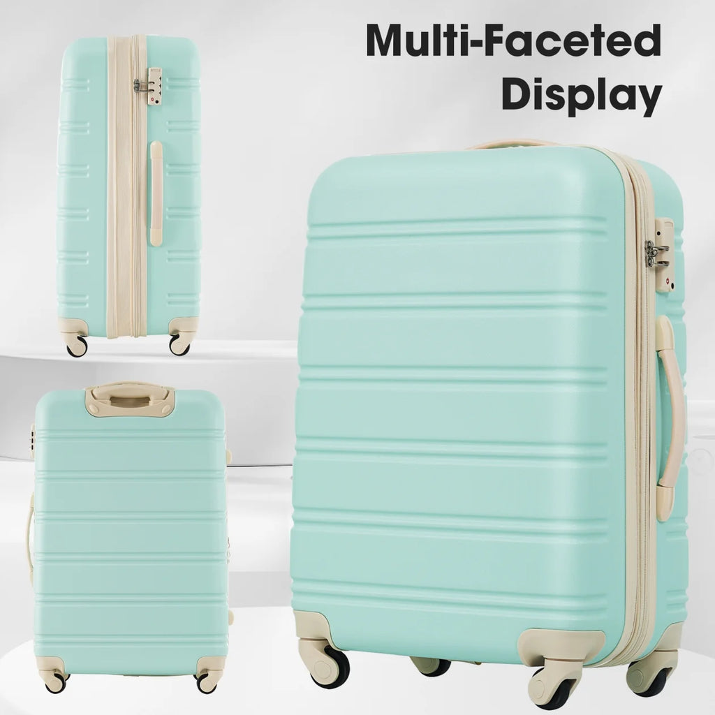 3 Piece ABS Luggage Set, Luggage with Spinner Wheel & TSA  20/24/28 inch, Purple