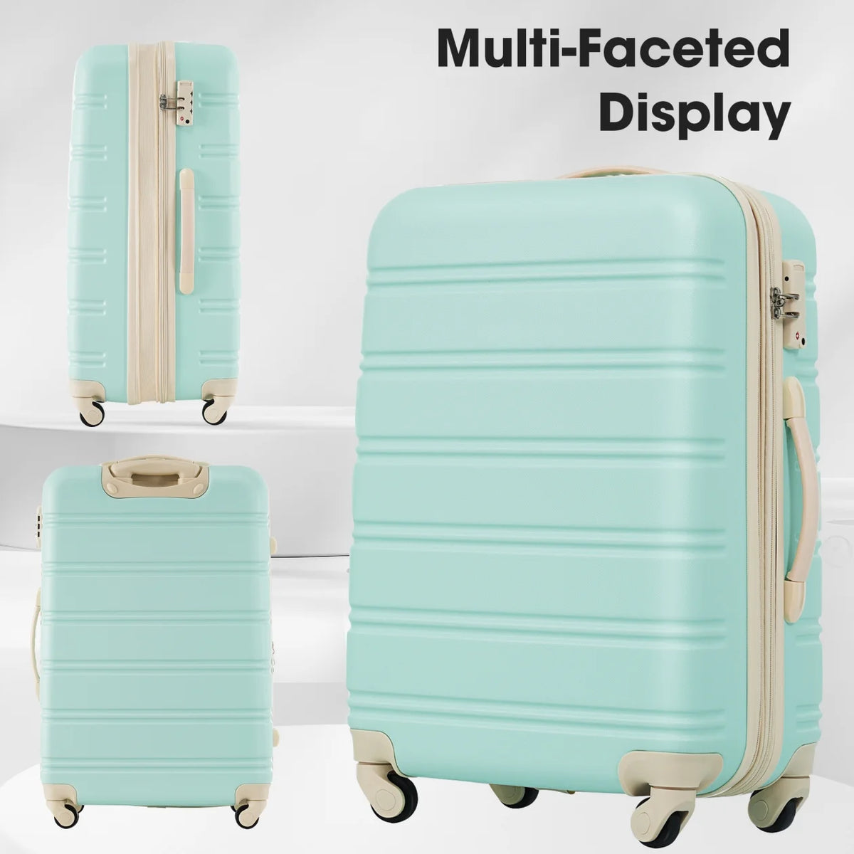 3 Piece ABS Luggage Set, Luggage with Spinner Wheel & TSA  20/24/28 inch, Purple
