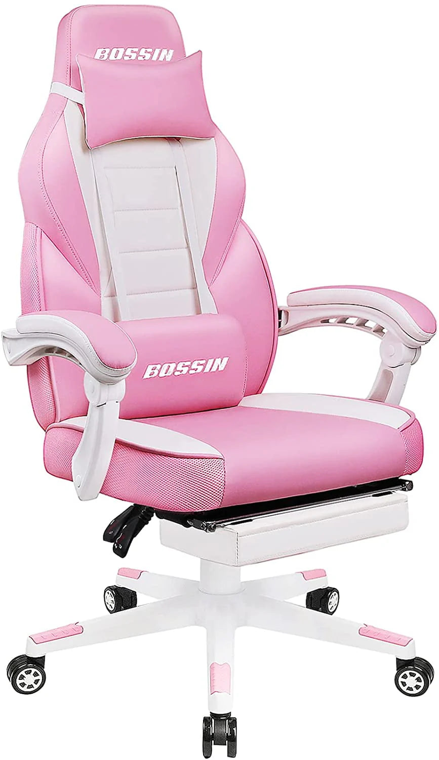 Bossin Gaming Chairs with Footrest,2022 Leather Game Chair for Adults,Big and Tall Gamer Chair with Headrest and Lumbar Support