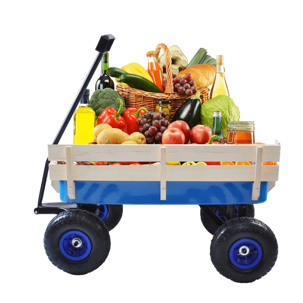 Collapsible Folding Wagon, Push Pull Foldable Beach Wagon Cart with All-Terrain Wheels, Heavy Duty Utility Grocery Wagon for Outdoor Camping Garden Sport Shopping,Pink