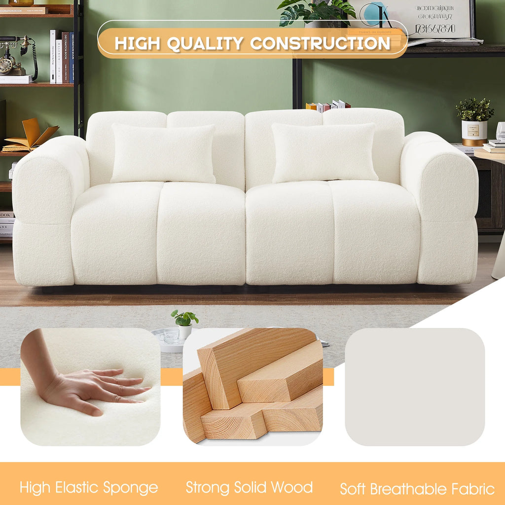 FREEHOMAE 80" Oversized Boucle Sofa Couch,Modern Loveseat,Deep Seat Love Seat,Mid Century Modern Sofa,Cloud Couch for Living Room,Apartment,Office,and Lounge,Black
