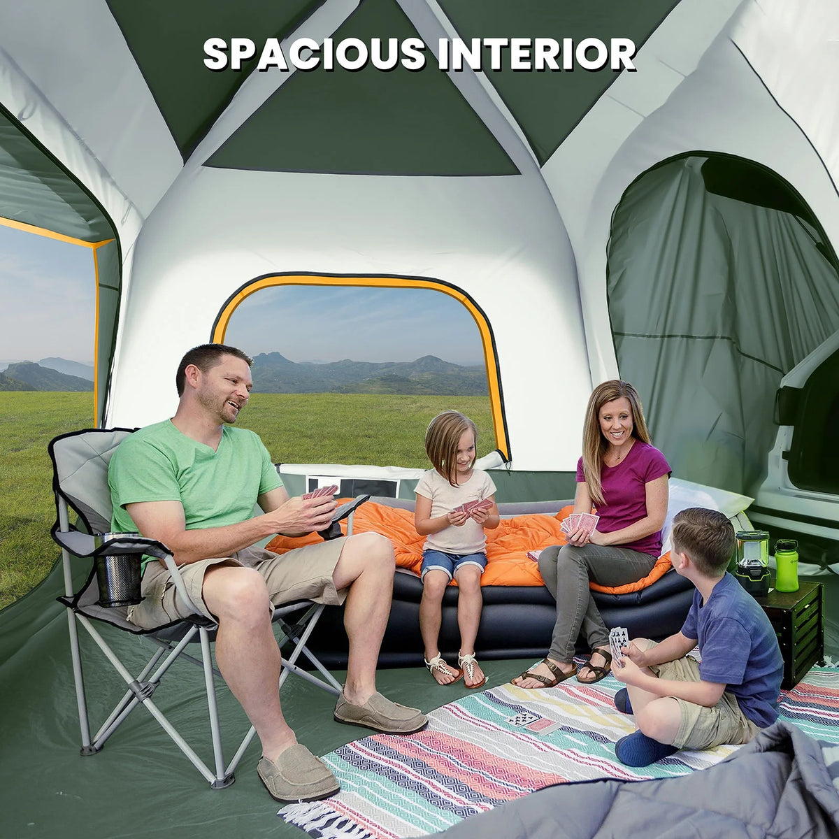 MOPHOTO SUV Tents for Camping 4 People, PU 3000mm Waterproof SUV Tent Attachment Tailgate Tent for Car Jeep Van, Spacious Space 8.2'L x 8.2'W x 7.2'H with 2 Awnings & Double Door