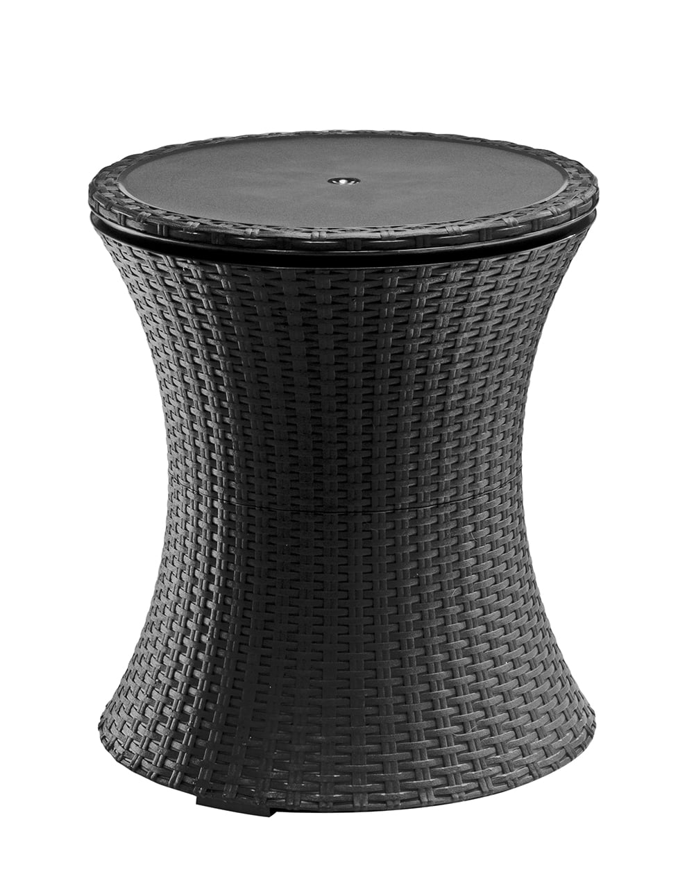 Keter Pacific 7.5 Gallon Cool Bar 2 in 1 Weather Resistant Side Table and Bar Durable Resin Outdoor Patio Beverage Cooler Table, Rattan Look Brown